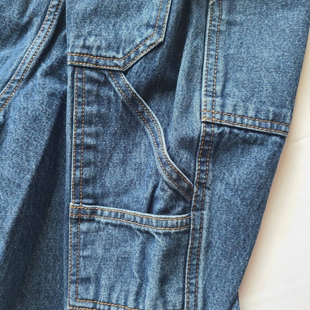 VTG 90s Womens Sz 18 Carpenter Denim Capri Pants High Rise Cropped Utility Jeans - Picture 3 of 6